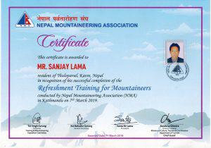 Mountaineering Refeshment Training
