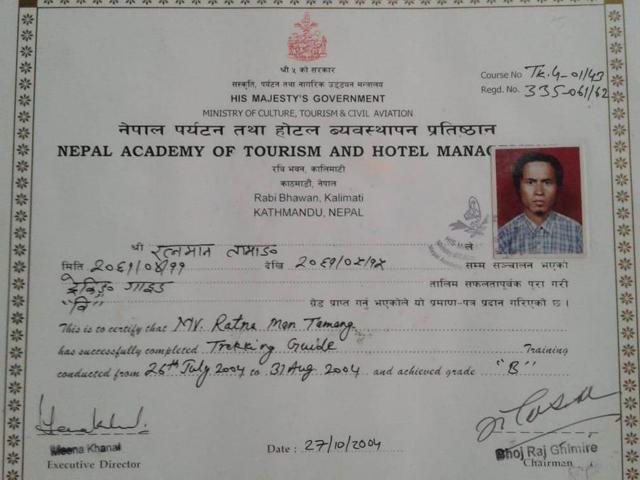 Trekking guide license