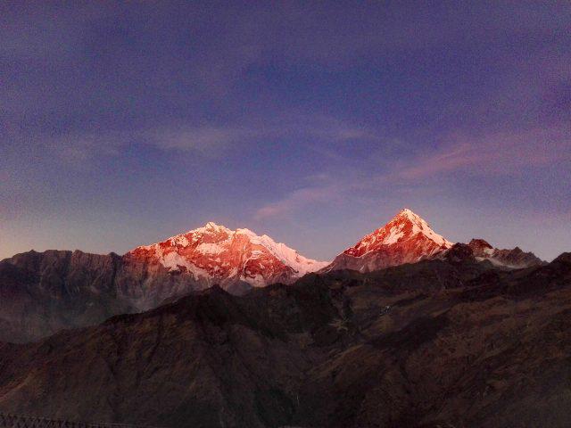 Sunset on Annapurna I & South Annapurna.