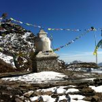 Stupa and prayer flogs