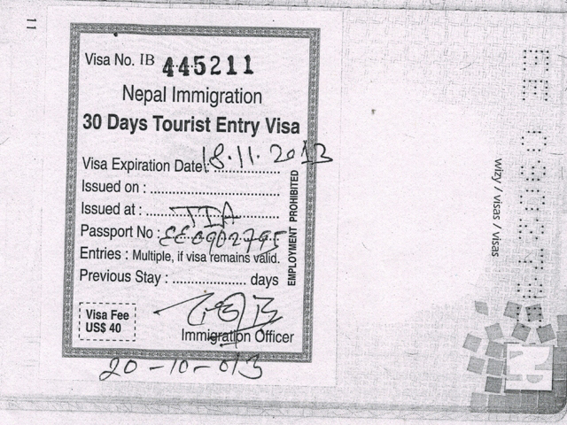 cost of tourist visa to nepal