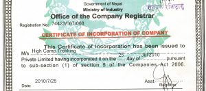 Company certificate